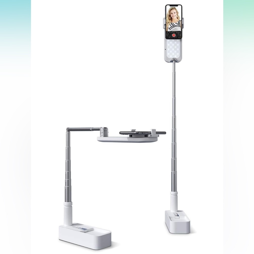 Extendable Tripod Phone Stand with LED Light & 360° (WHITE) | Viozon 🤳